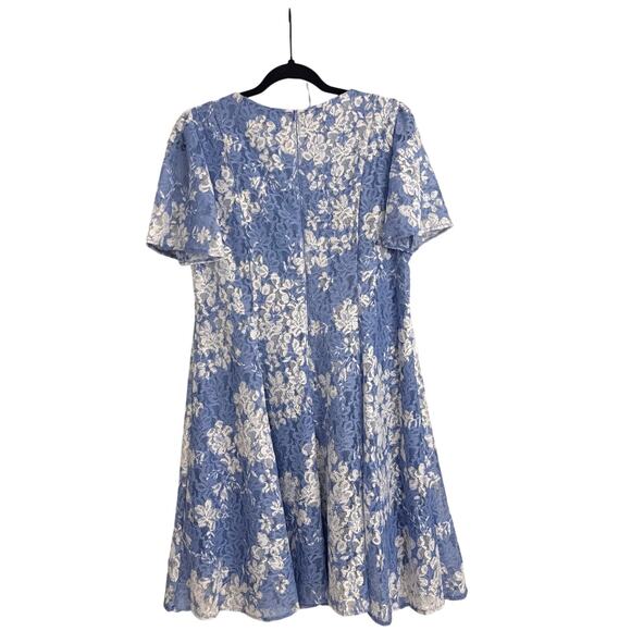 NWT Jessica Howard Floral Feminine Romantic Lace Spring Blue White Dress 14 P - Picture 2 of 6